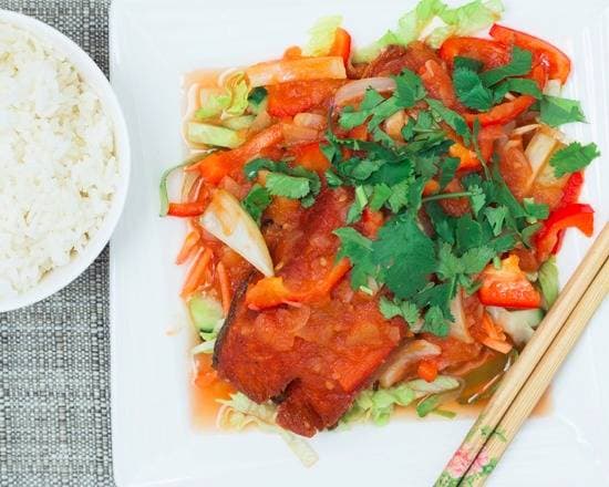 Cá hồi sốt chua ngọt