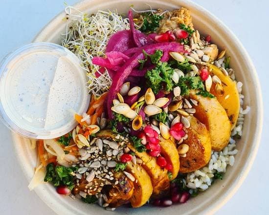 Seasonal bowl - Baked pumpkin & hummus salad