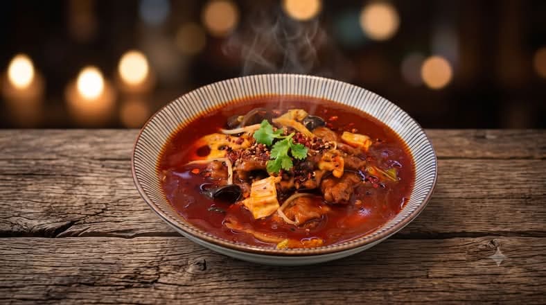 Boiled Sliced Beef in Chili Sauce with Vegetables 水煮牛肉
