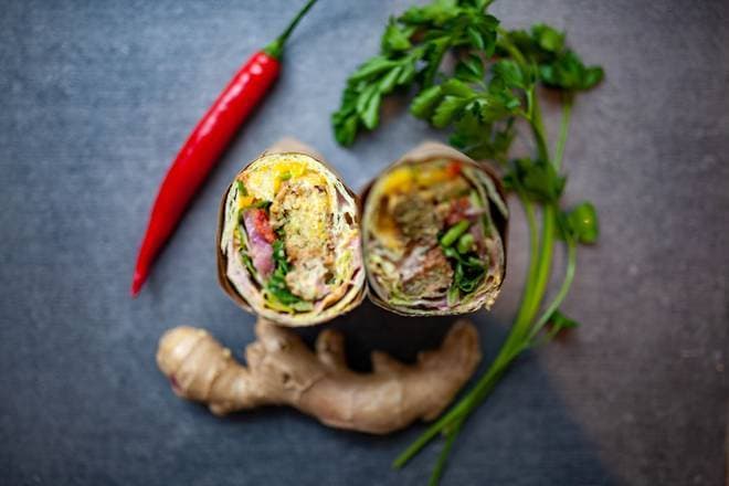 Falafel Veggie Wrap (spenattortilla)