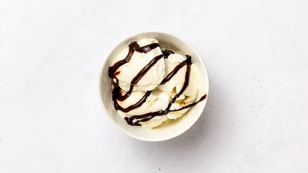 Vanilla Ice Cream with Chocolate Sauce